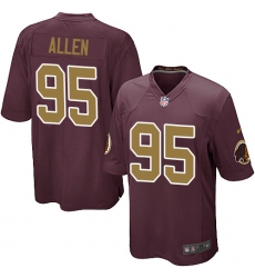 Men's Nike Washington Redskins #95 Jonathan Allen Game Burgundy Red/Gold Number Alternate 80TH Anniversary NFL Jersey