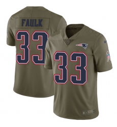 Youth Nike New England Patriots #33 Kevin Faulk Limited Olive 2017 Salute to Service NFL Jersey