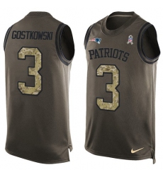 Men's Nike New England Patriots #3 Stephen Gostkowski Limited Green Salute to Service Tank Top NFL Jersey