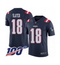 Men's New England Patriots #18 Matthew Slater Limited Navy Blue Rush Vapor Untouchable 100th Season Football Jersey