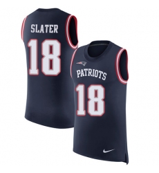 Men's Nike New England Patriots #18 Matthew Slater Limited Navy Blue Rush Player Name & Number Tank Top NFL Jersey