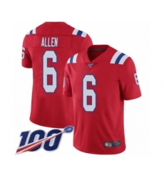 Men's New England Patriots #6 Ryan Allen Red Alternate Vapor Untouchable Limited Player 100th Season Football Jersey