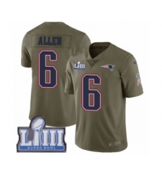 Youth Nike New England Patriots #6 Ryan Allen Limited Olive 2017 Salute to Service Super Bowl LIII Bound NFL Jersey