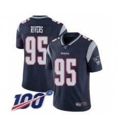 Men's New England Patriots #95 Derek Rivers Navy Blue Team Color Vapor Untouchable Limited Player 100th Season Football Jersey