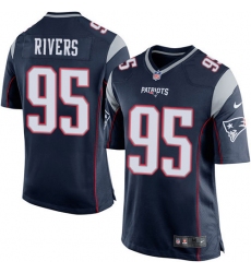 Men's Nike New England Patriots #95 Derek Rivers Game Navy Blue Team Color NFL Jersey