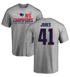 Nike New England Patriots #41 Cyrus Jones Heather Gray 2017 AFC Champions V-Neck T-Shirt