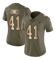 Women's Nike New England Patriots #41 Cyrus Jones Limited Olive/Gold 2017 Salute to Service NFL Jersey