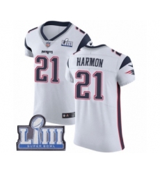 Men's Nike New England Patriots #21 Duron Harmon White Vapor Untouchable Elite Player Super Bowl LIII Bound NFL Jersey
