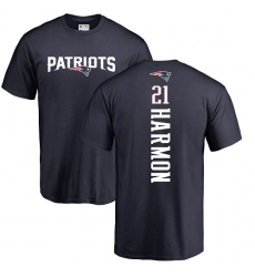 NFL Nike New England Patriots #21 Duron Harmon Navy Blue Backer T-Shirt