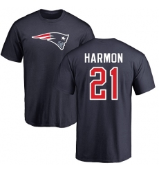 NFL Nike New England Patriots #21 Duron Harmon Navy Blue Name & Number Logo T-Shirt