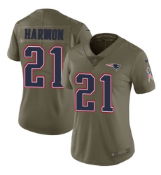 Women's Nike New England Patriots #21 Duron Harmon Limited Olive 2017 Salute to Service NFL Jersey