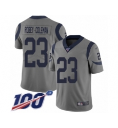Men's Los Angeles Rams #23 Nickell Robey-Coleman Limited Gray Inverted Legend 100th Season Football Jersey