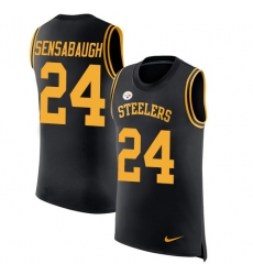 Men's Nike Pittsburgh Steelers #24 Coty Sensabaugh Limited Black Rush Player Name & Number Tank Top NFL Jersey