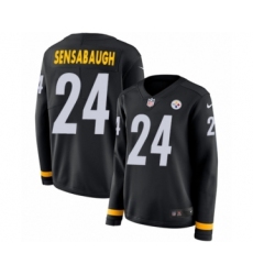Women's Nike Pittsburgh Steelers #24 Coty Sensabaugh Limited Black Therma Long Sleeve NFL Jersey