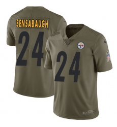 Youth Nike Pittsburgh Steelers #24 Coty Sensabaugh Limited Olive 2017 Salute to Service NFL Jersey