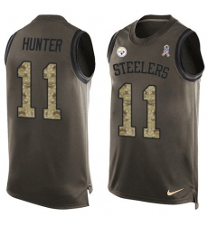 Men's Nike Pittsburgh Steelers #11 Justin Hunter Limited Green Salute to Service Tank Top NFL Jersey