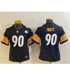Women's Pittsburgh Steelers #90 T. J. Watt Black 2023 F.U.S.E. Stitched Jerseys