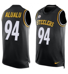 Men's Nike Pittsburgh Steelers #94 Tyson Alualu Limited Black Player Name & Number Tank Top NFL Jersey