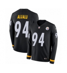 Men's Nike Pittsburgh Steelers #94 Tyson Alualu Limited Black Therma Long Sleeve NFL Jersey