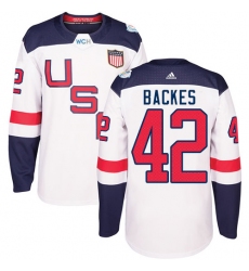 Youth Adidas Team USA #42 David Backes Premier White Home 2016 World Cup Ice Hockey Jersey
