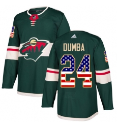 Men's Adidas Minnesota Wild #24 Matt Dumba Authentic Green USA Flag Fashion NHL Jersey