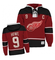 Men's Old Time Hockey Detroit Red Wings #9 Gordie Howe Authentic Red Sawyer Hooded Sweatshirt NHL Jersey