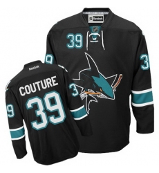 Youth Reebok San Jose Sharks #39 Logan Couture Premier Black Third NHL Jersey