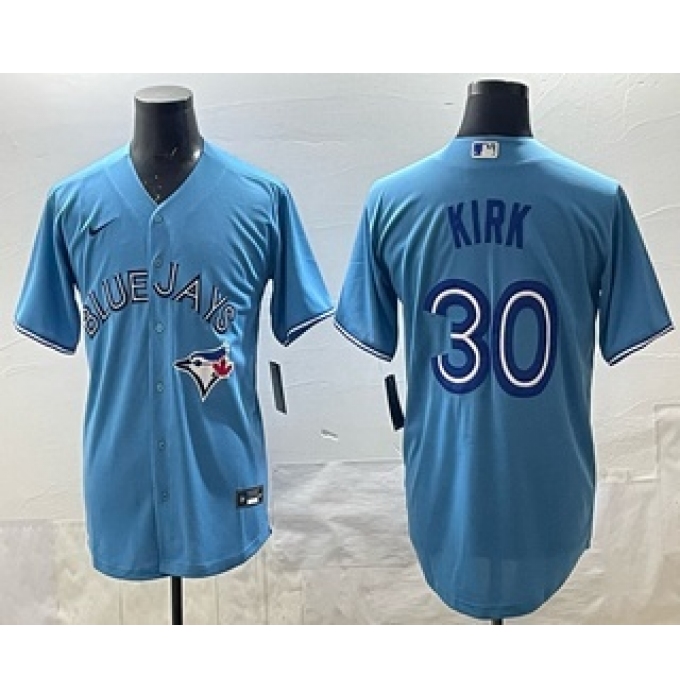 Men's Toronto Blue Jays #30 Alejandro Kirk Light Blue Cool Base Stitched Jersey