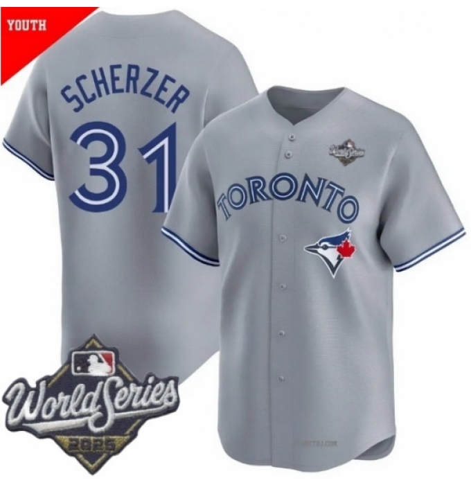 Men's Toronto Blue Jays 31 Max Scherzer Gray 2025 Home Cool Base Stitched Baseball Jersey