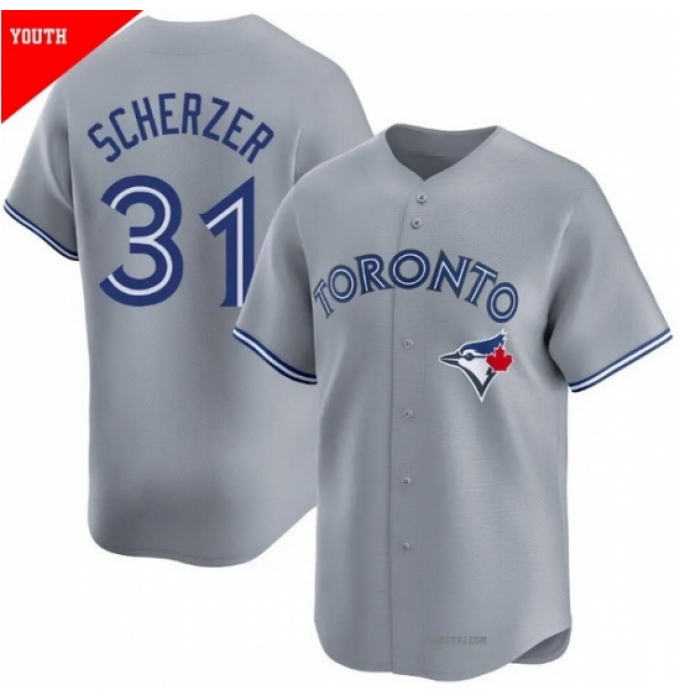 Men's Toronto Blue Jays 31 Max Scherzer Gray Cool Base Stitched Baseball Jersey