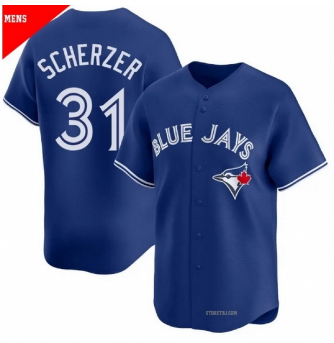 Men's Toronto Blue Jays 31 Max Scherzer Royal Cool Base Stitched Baseball Jersey