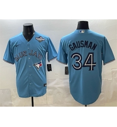 Men's Toronto Blue Jays #34 Kevin Gausman Blue 2025 World Series Cool Base Stitched Baseball Jersey