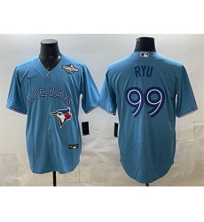 Men's Toronto Blue Jays #99 Hyun-jin Ryu Blue 2025 World Series Cool Base Stitched Baseball Jersey