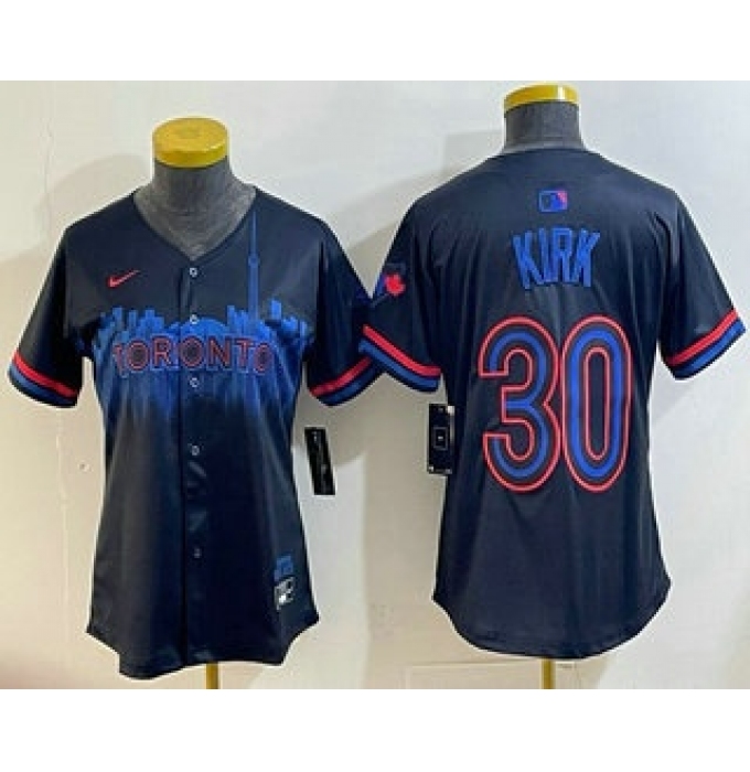 Women's Toronto Blue Jays #30 Alejandro Kirk Black 2024 City Connect Limited Stitched Jersey
