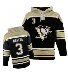 Men's Old Time Hockey Pittsburgh Penguins #3 Olli Maatta Premier Black Sawyer Hooded Sweatshirt NHL Jersey