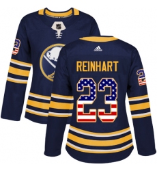 Women's Adidas Buffalo Sabres #23 Sam Reinhart Authentic Navy Blue USA Flag Fashion NHL Jersey