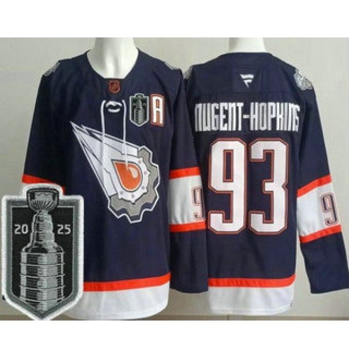 Men's Edmonton Oilers #93 Ryan Nugent Hopkins Navy Alternate 2025 Stanley Cup Final Authentic Jersey