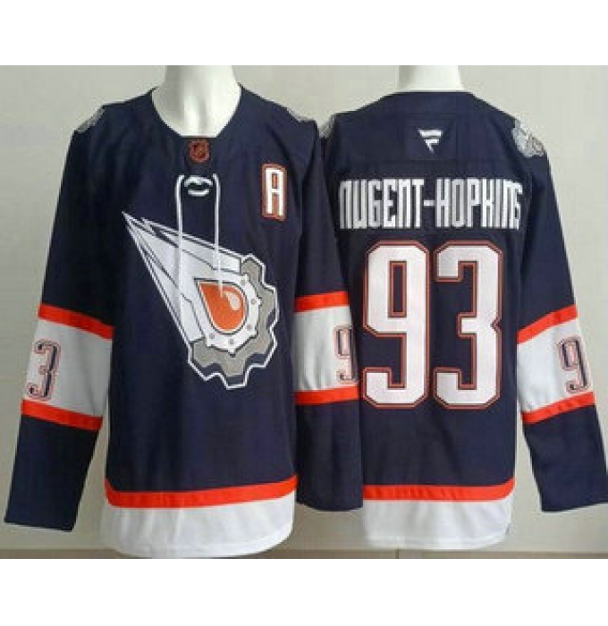 Men's Edmonton Oilers #93 Ryan Nugent Hopkins Navy Alternate Authentic Jersey