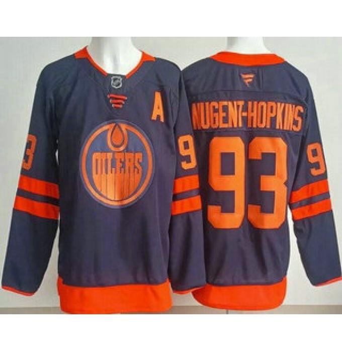 Men's Edmonton Oilers #93 Ryan Nugent Hopkins Navy Authentic Jersey