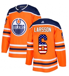 Youth Adidas Edmonton Oilers #6 Adam Larsson Authentic Orange USA Flag Fashion NHL Jersey