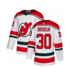 Youth Adidas New Jersey Devils #30 Martin Brodeur Authentic White Alternate NHL Jersey