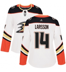 Women's Adidas Anaheim Ducks #14 Jacob Larsson Authentic White Away NHL Jersey