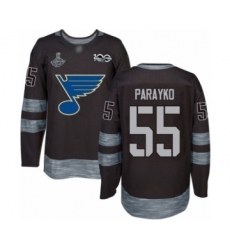 Men's St. Louis Blues #55 Colton Parayko Authentic Black 1917-2017 100th Anniversary 2019 Stanley Cup Champions Hockey Jersey