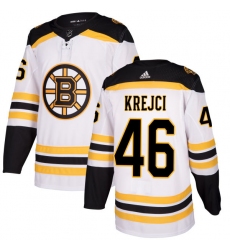 Men's Adidas Boston Bruins #46 David Krejci Authentic White Away NHL Jersey