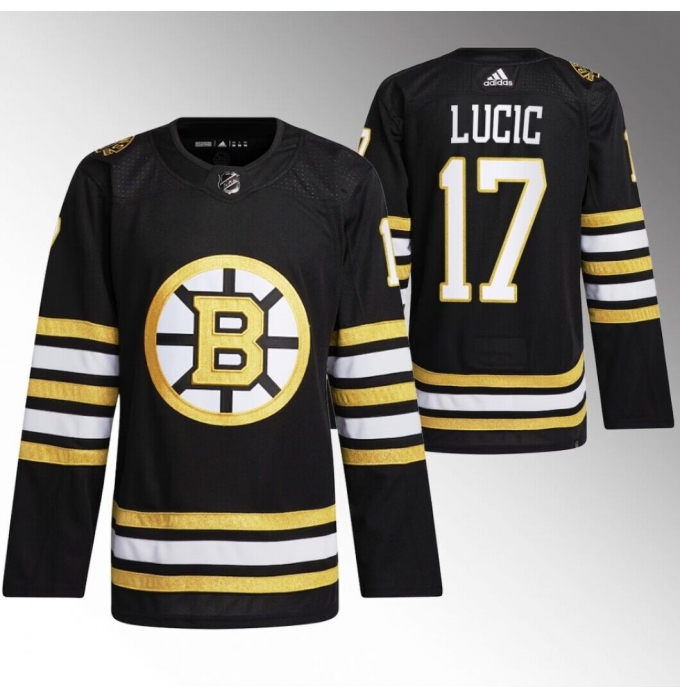 Men's Boston Bruins #17 Milan Lucic Black 100th Anniversary StitchedStitched Jersey