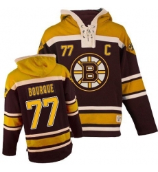 Men's Old Time Hockey Boston Bruins #77 Ray Bourque Authentic Black Sawyer Hooded Sweatshirt NHL Jersey
