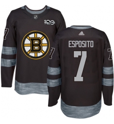 Men's Adidas Boston Bruins #7 Phil Esposito Authentic Black 1917-2017 100th Anniversary NHL Jersey