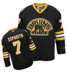 Women's Reebok Boston Bruins #7 Phil Esposito Authentic Black Third NHL Jersey