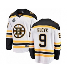 Men's Boston Bruins #9 Johnny Bucyk Authentic White Away Fanatics Branded Breakaway 2019 Stanley Cup Final Bound Hockey Jersey