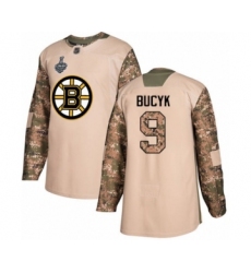 Youth Boston Bruins #9 Johnny Bucyk Authentic Camo Veterans Day Practice 2019 Stanley Cup Final Bound Hockey Jersey